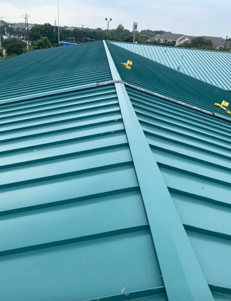 Green commercial metal roof ridge and valley for Metal Roof Repair in East Rockhill